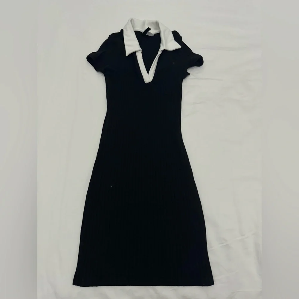 Black mini dress with white collar from H&M - Picture 2 of 5